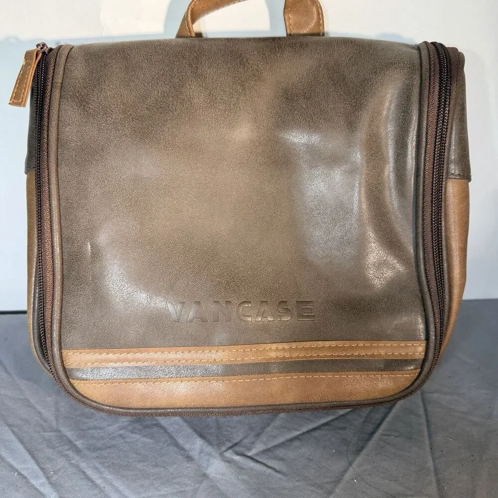 Vancase Hanging Toiletry Bag make up jewelry bag Travel Shaving Kit Leather